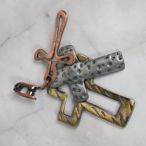 Artisan Crafted Tri-Color Cross Enhancer Pendant - Picture 2 of 10